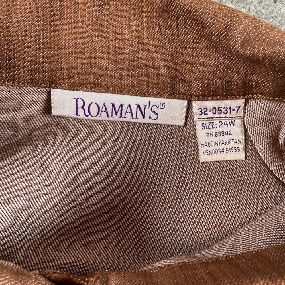 ROAMANS Womens Brown Denim Button Up Jacket Size‎ 24W Utility Style - Picture 3 of 6